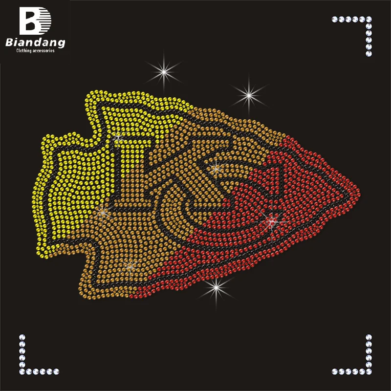 Manufactures Colorful NFL Logo Rhinestones Clothing Rhinestone Transfer for T-shirt Custom