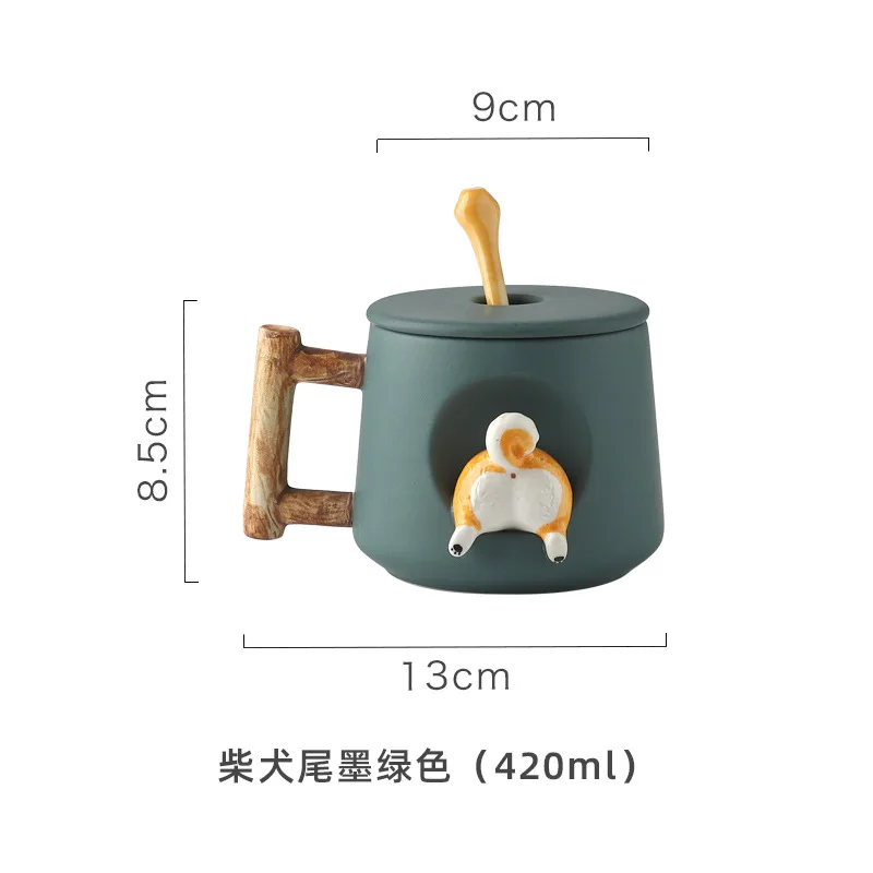 Creative 3D Hand Painted Ceramic Mug 420ML Dog coffee tumbler cartoon water ceramic cup