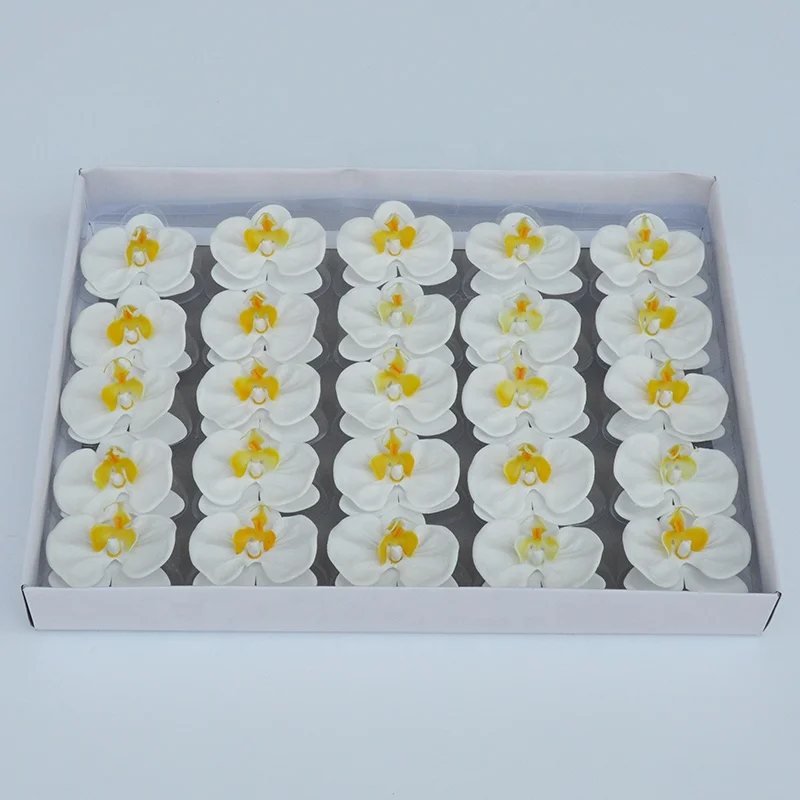 Hot Sale Artificial Silk Flowers Phalaenopsis Christmas Decorations Wedding Bouquets Soap Flower Butterfly Orchid Head