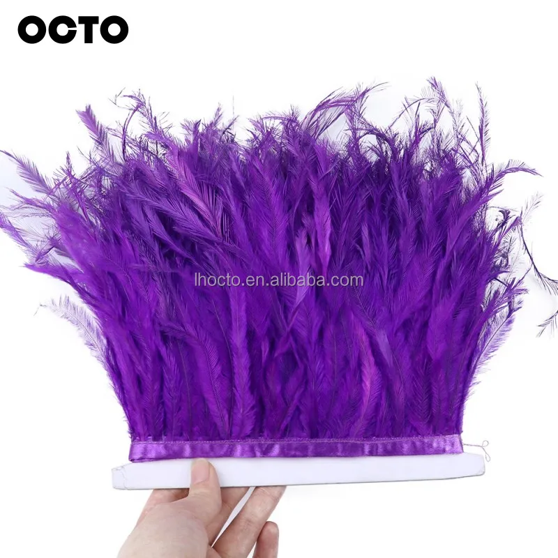 Costume to Couture 10-20CM Dyed Color Bleached Emu Feather Fringe Trim Satin Ribbon Trimming Lace
