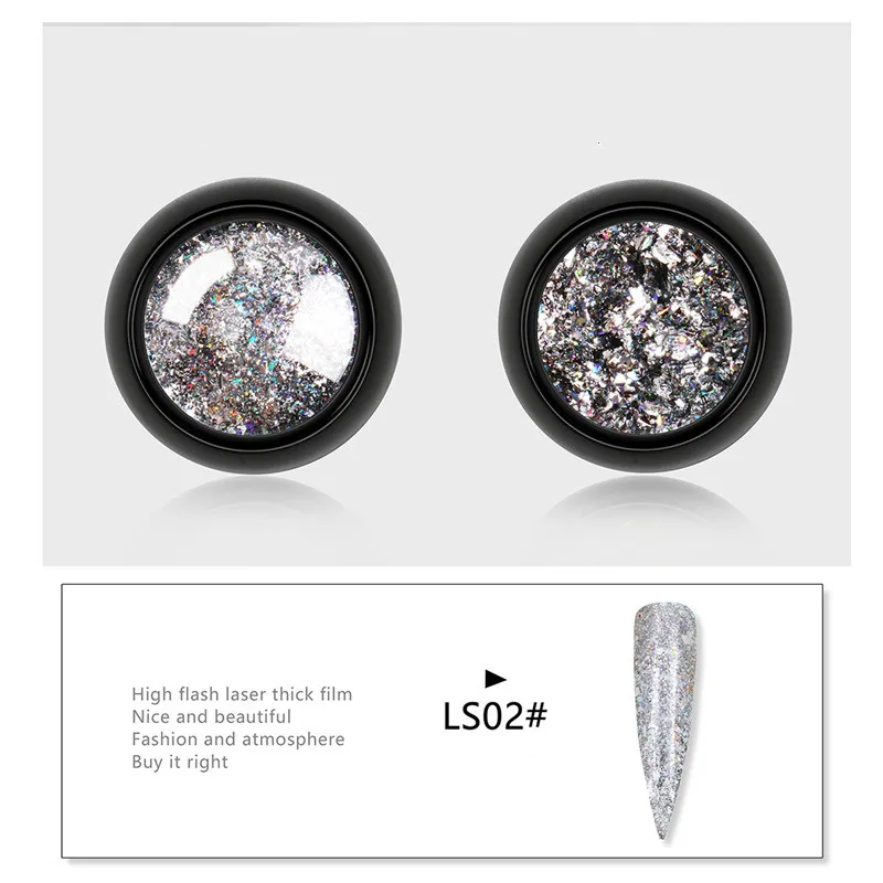 
Nail Art Professional High Flash Laser Thick Film Nail Glitter Nail Powder 