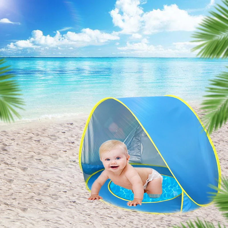 Portable Beach Tents For Kids Swimming With Sunshade UV Protection Baby Beach Tent With Pool
