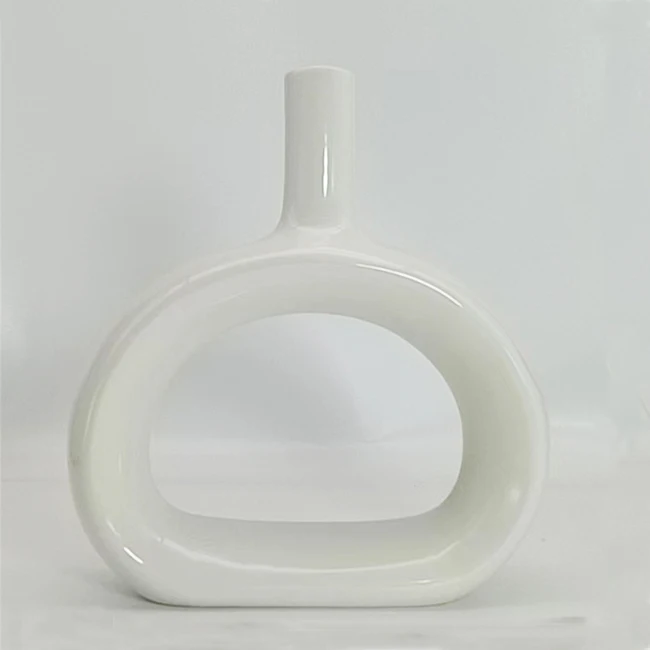 Глянцевая круглая керамическая ваза с геометрическим рисунком для украшения дома