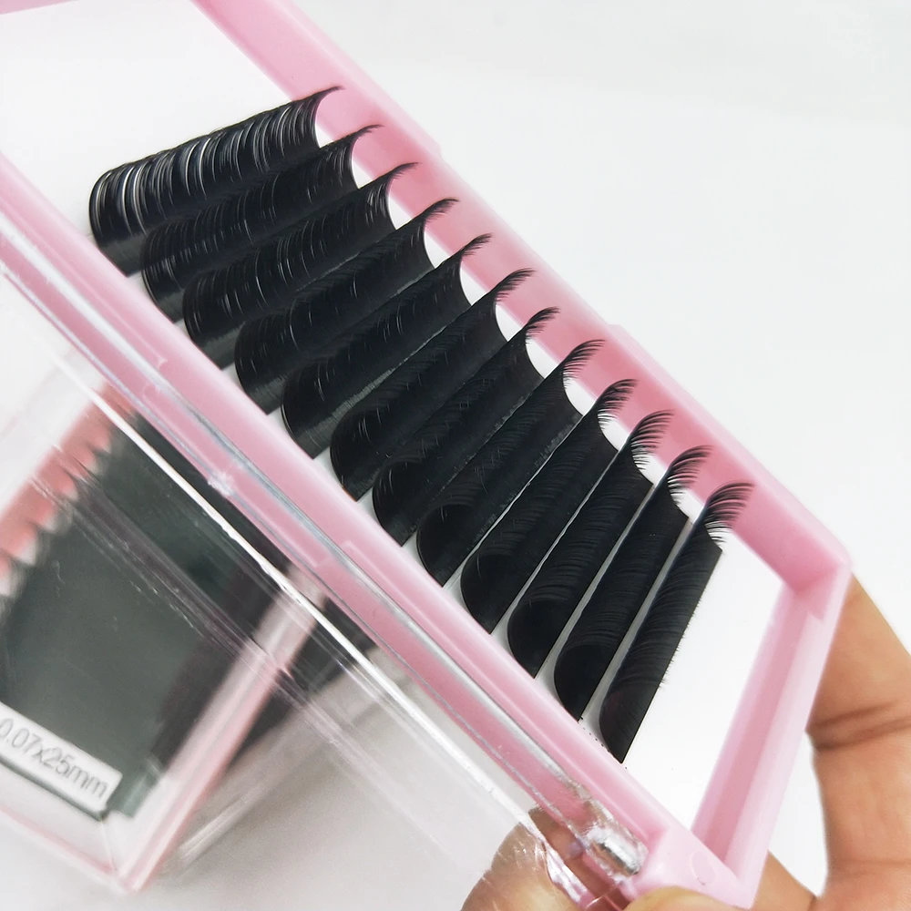 Manufacturer Korean Pbt Natural Black Handmade Silk C D Curl W Y V Shape Eyelash Extension