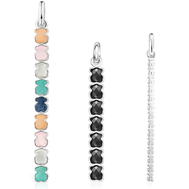 Custom Fashion Design Tous Bear Long strip Necklace Gold plated 925 Sterling Silver Jewelry Spain Tous Bear Charm Pendant Gift