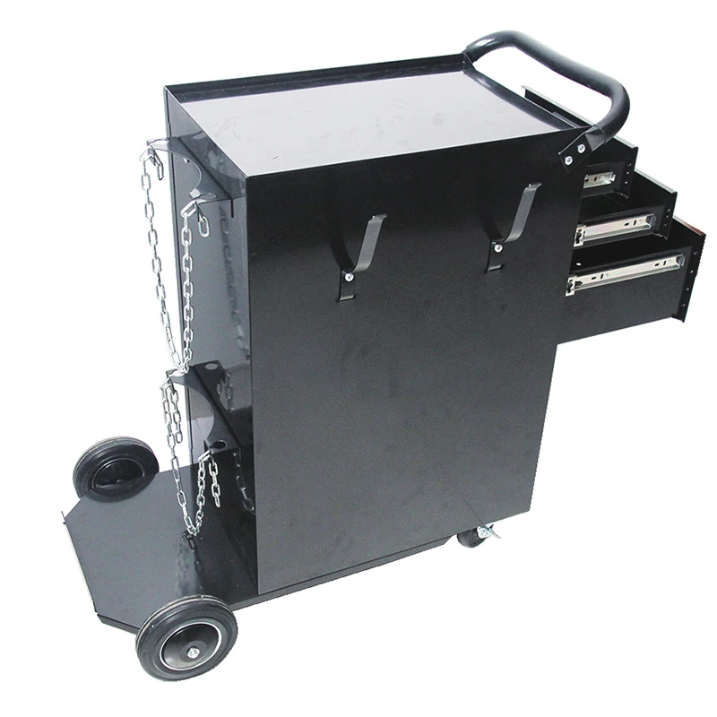 HT-007  High Quality Factory Wheels Black Welding Tool Cart with drawers
