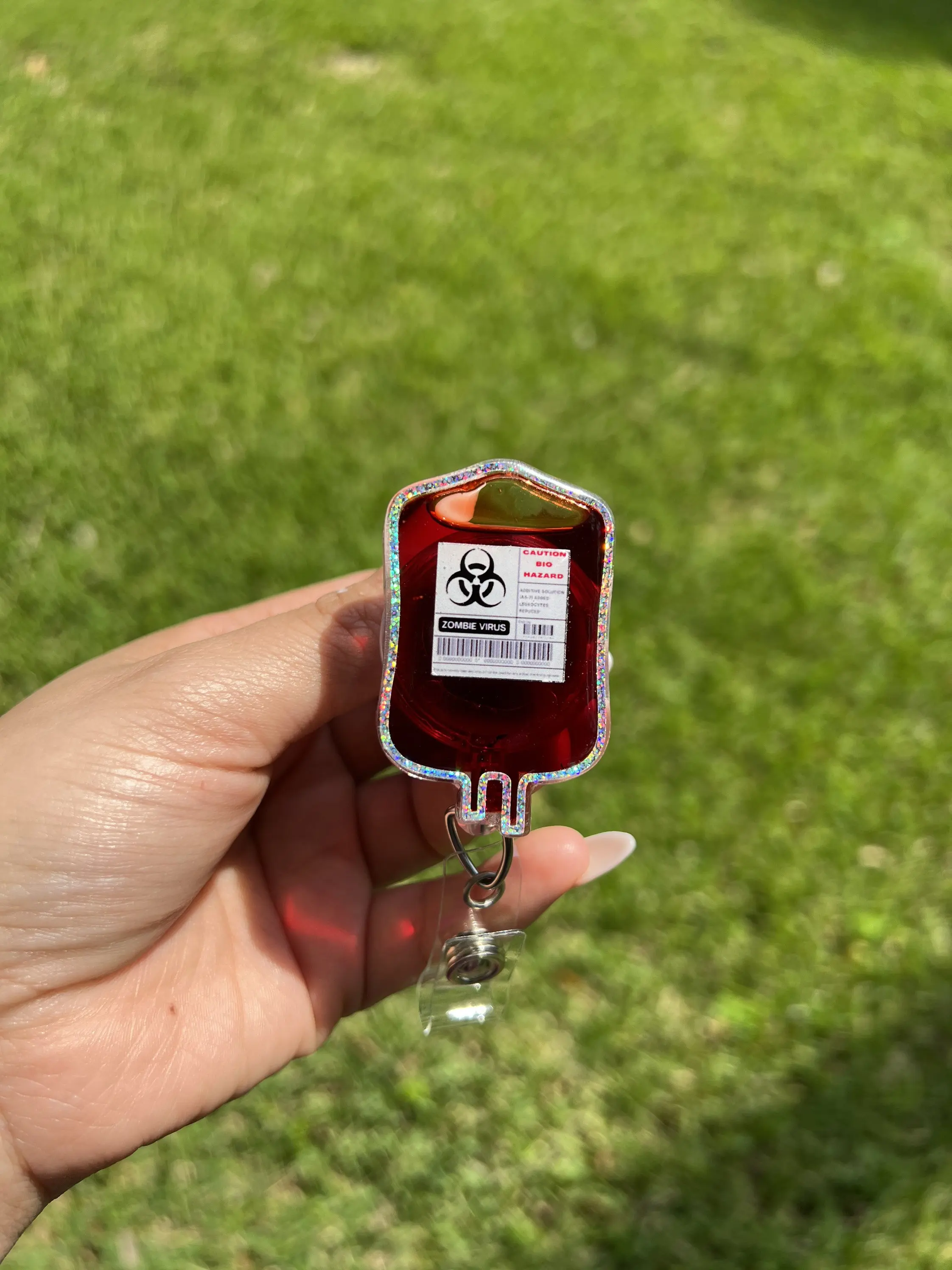 Custom Zombie Blood Bag Badge Holder Blood Transfusion Badge Reel IV Bag Badge Reel Nursing School Graduation Gift