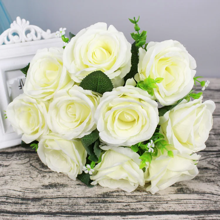 10 цветов розы искусственные свадебные цветы для украшения дома букет роз