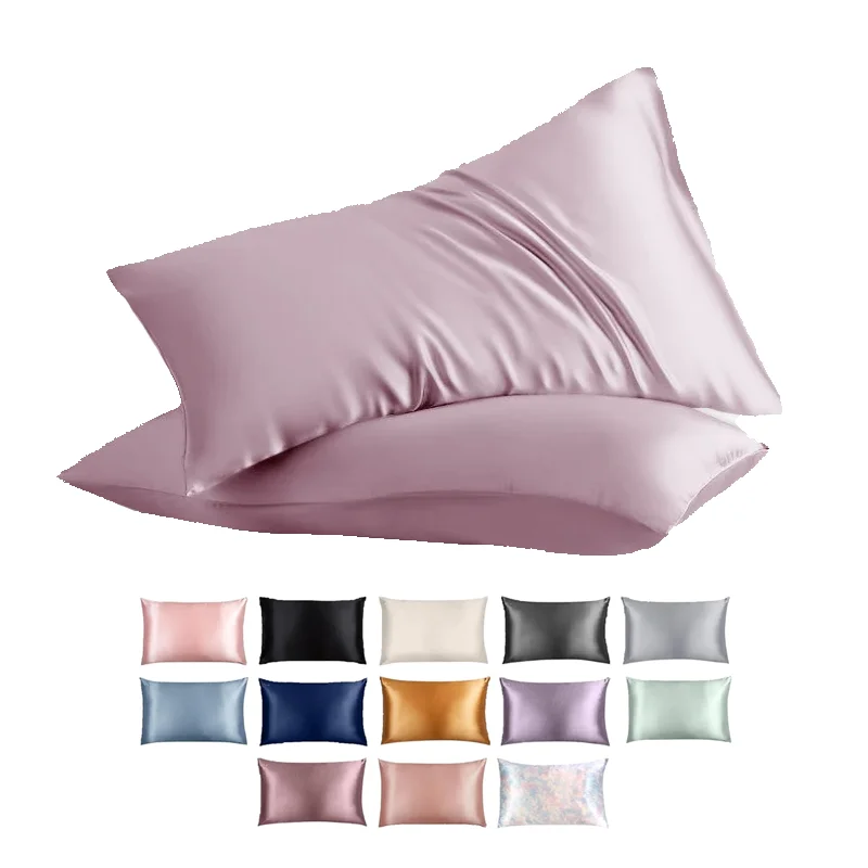 6A grade silk pillowcase 22MM black hyaluronic acid silk pillowcase anti-wrinkle anti-aging custom embroidery silk pillow case