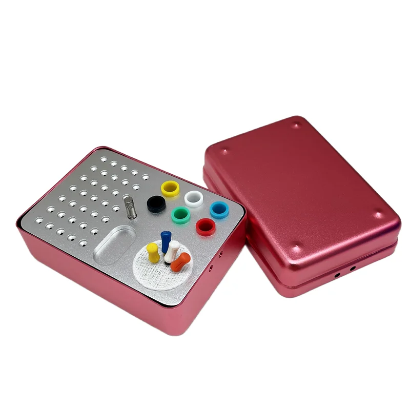 Pink 35 Holes Endo File Box Dental Bur Holder Disinfection storage case
