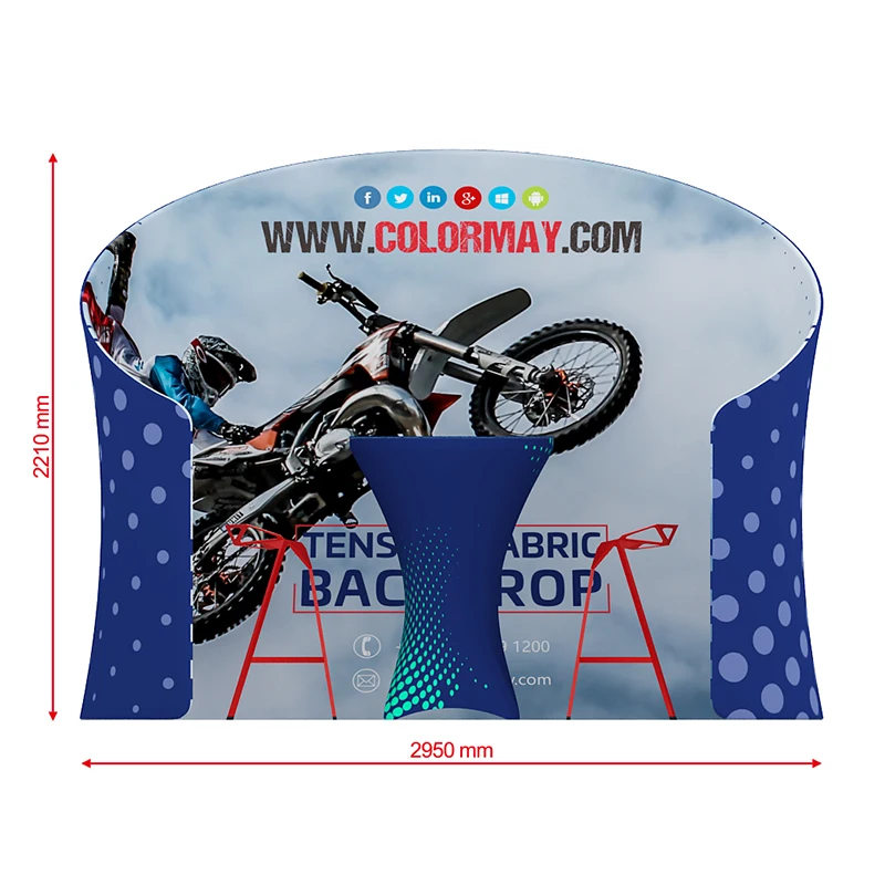 Trade Show Booth Portable Advertising Tension Fabric Semi-Circle Display Stand
