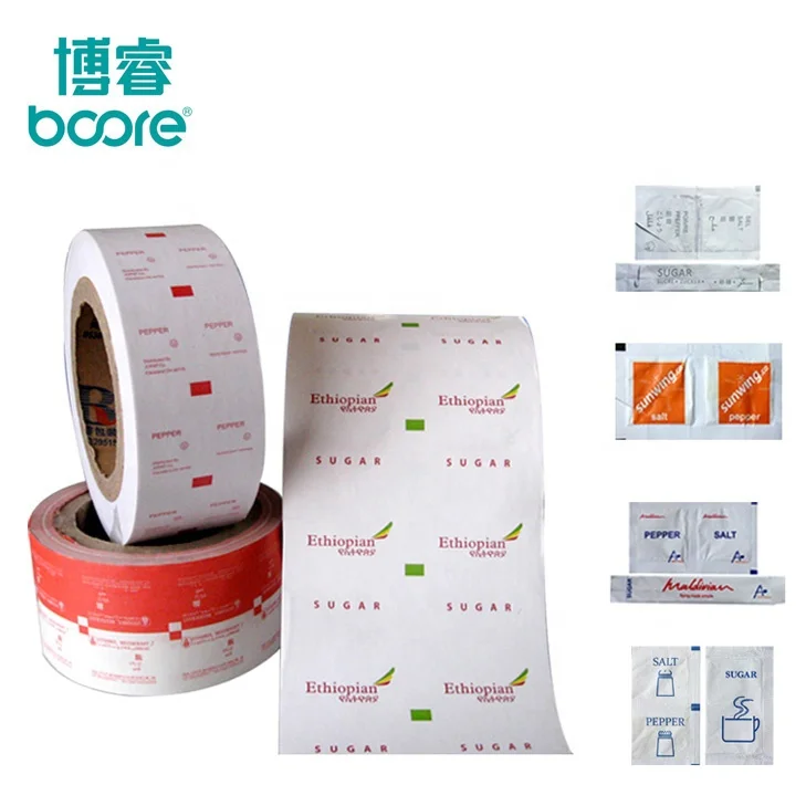 Wholesale Food grade packaging paper  PE coated paper for sugar/salt sachet with customized printing  logo