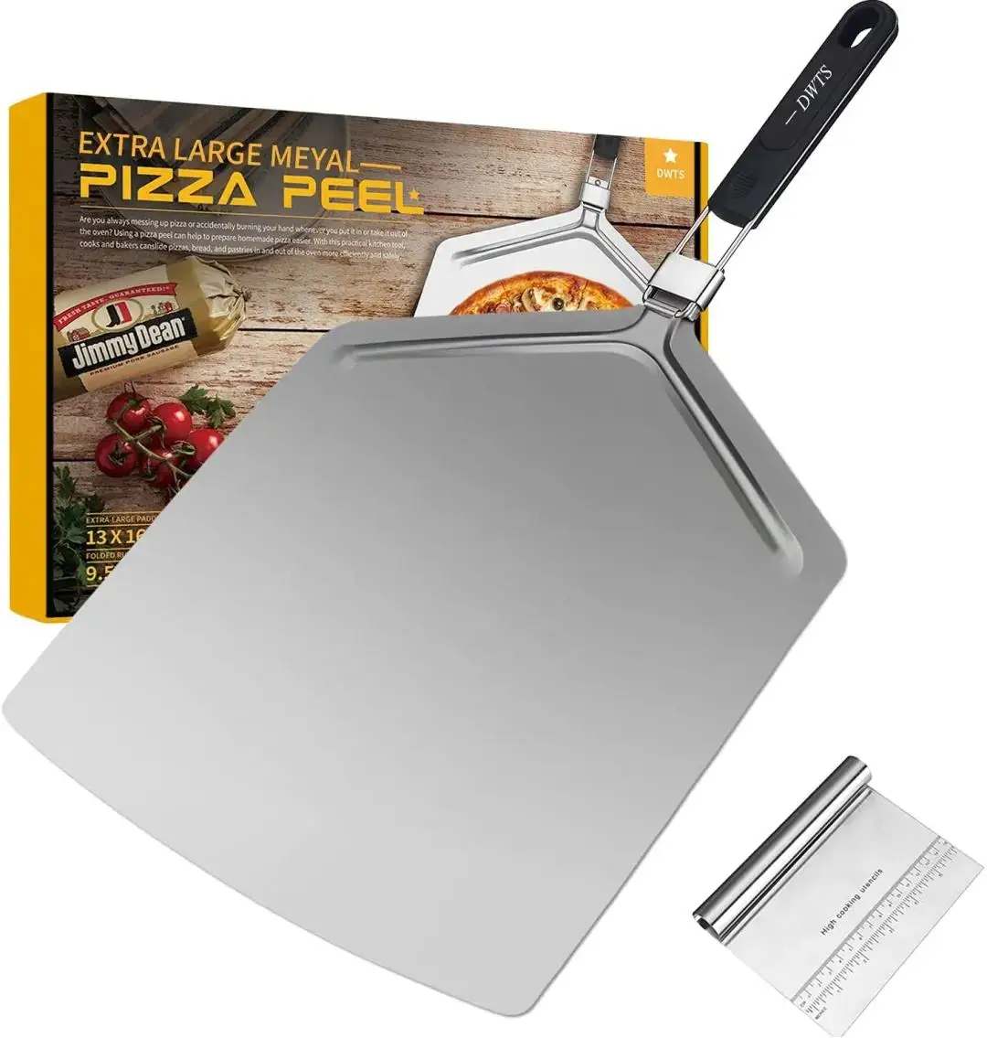 Dropshipping Stainless Steel Foldable Perforated Pizza Turning Peel Aluminum