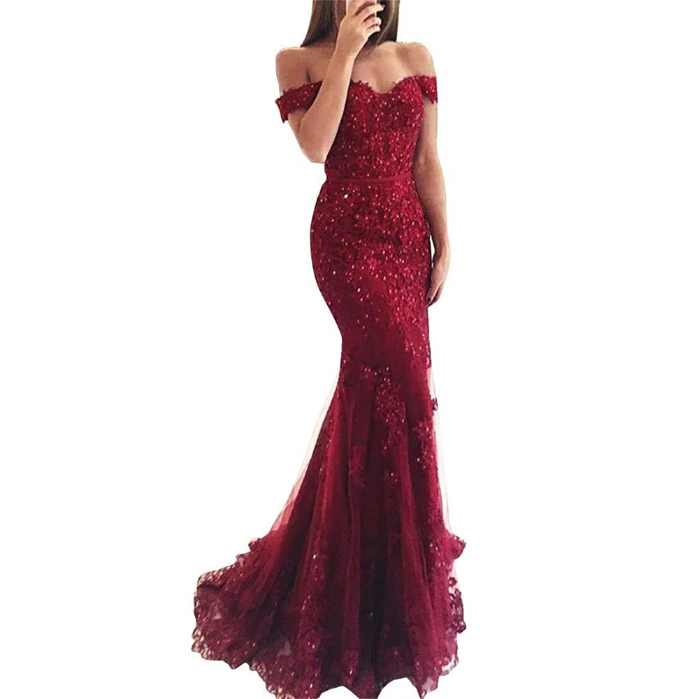 Chinese Red Women Evening Dress Wedding Dress