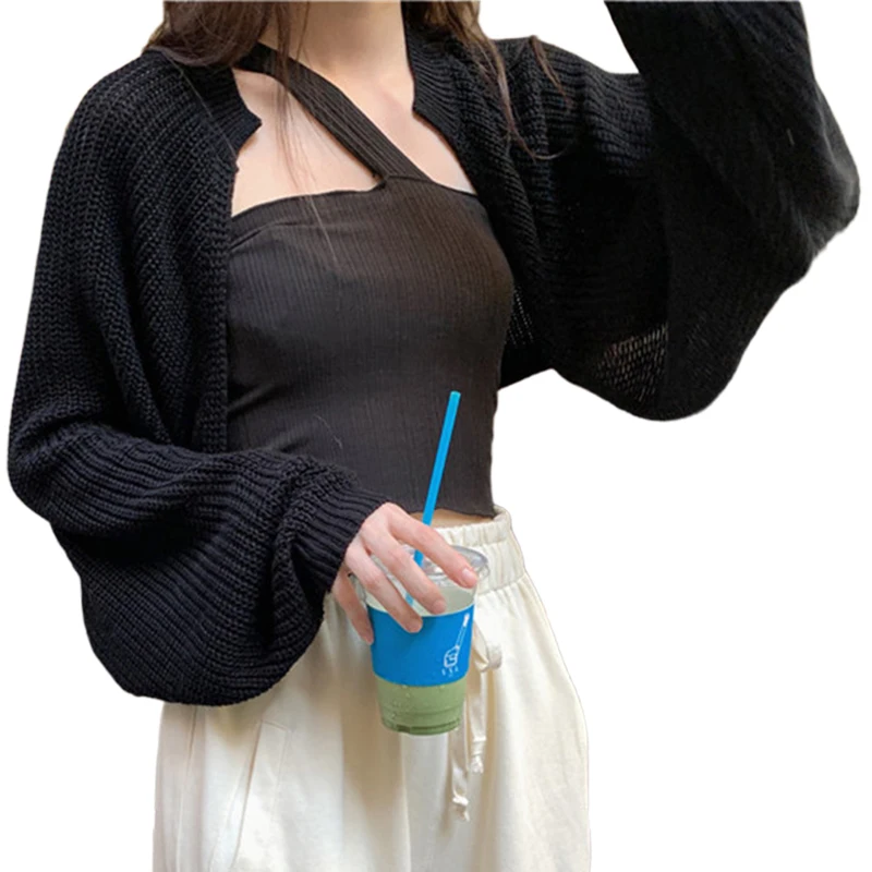 2021 Summer Autumn Acrylic Sweater Women Knitted Crop Top Korean Clothes Sweater Cardigan