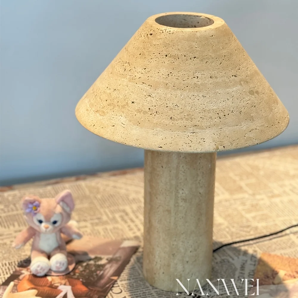 NANWEI Modern Natural Beige Travertine Marble Lamps Custom for Wholesales