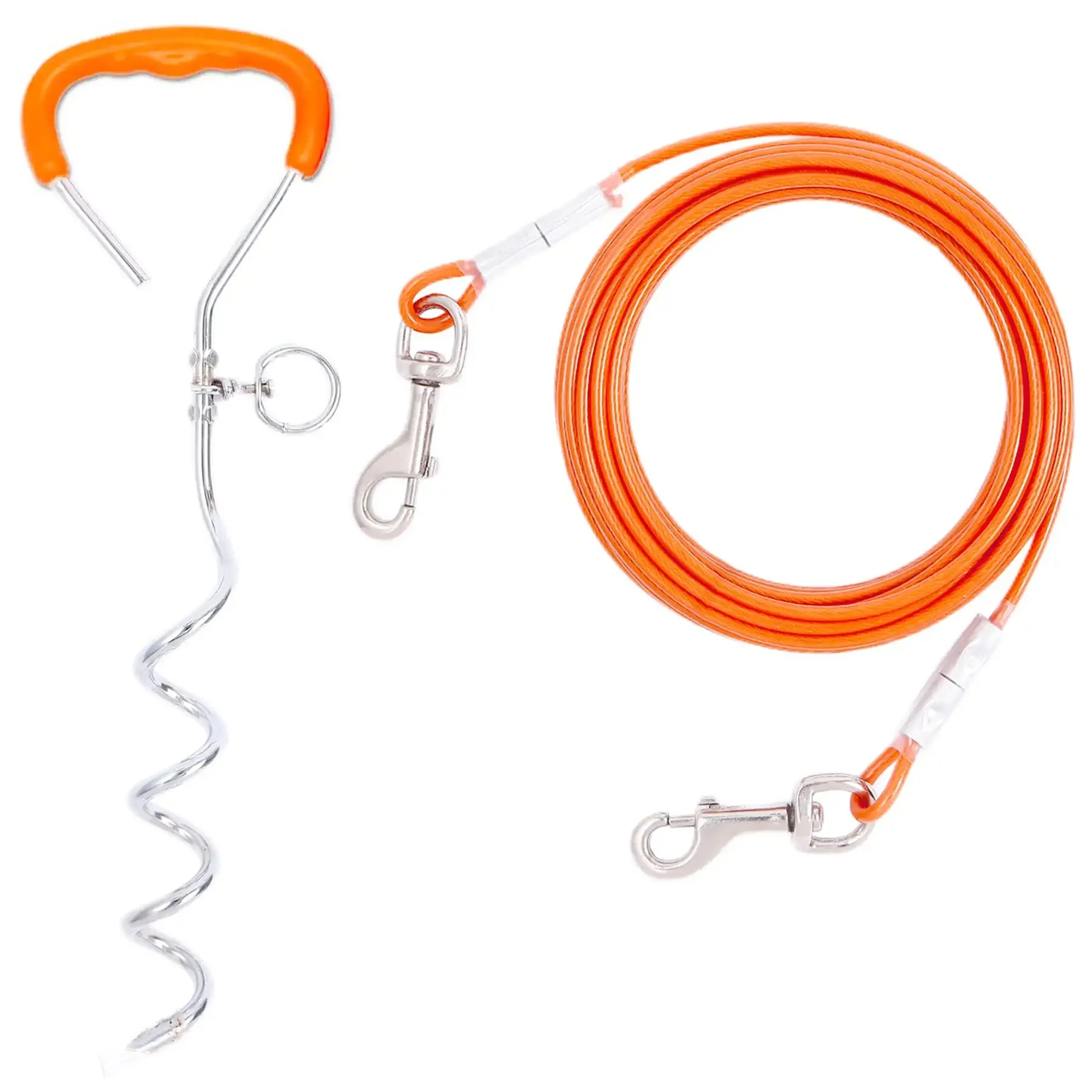 High Quality PVC Dog Leash Tie Out Cable Long Leash and Stake Easy to Use Strong Tie Out Cable Dog Leash