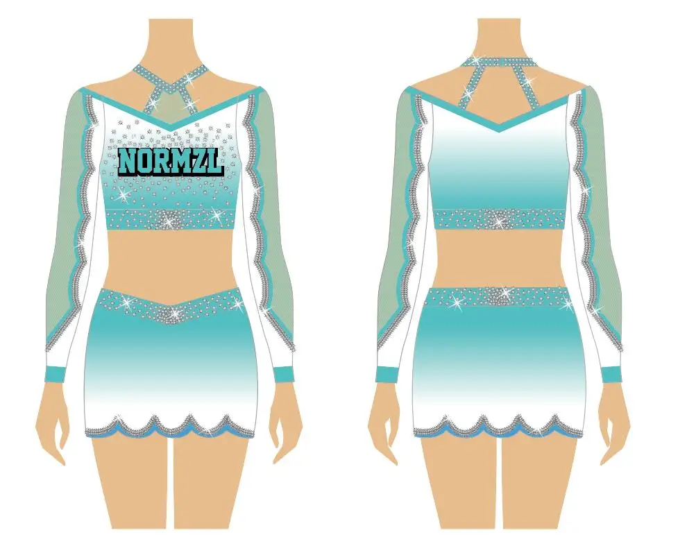 OEM cheer rhinestones costumes cheap sparkle hot sexy Cheerleading Uniforms for team