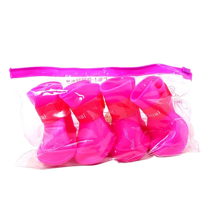 New arrival waterproof pet shoes outdoor soft silicone rain dog shoes