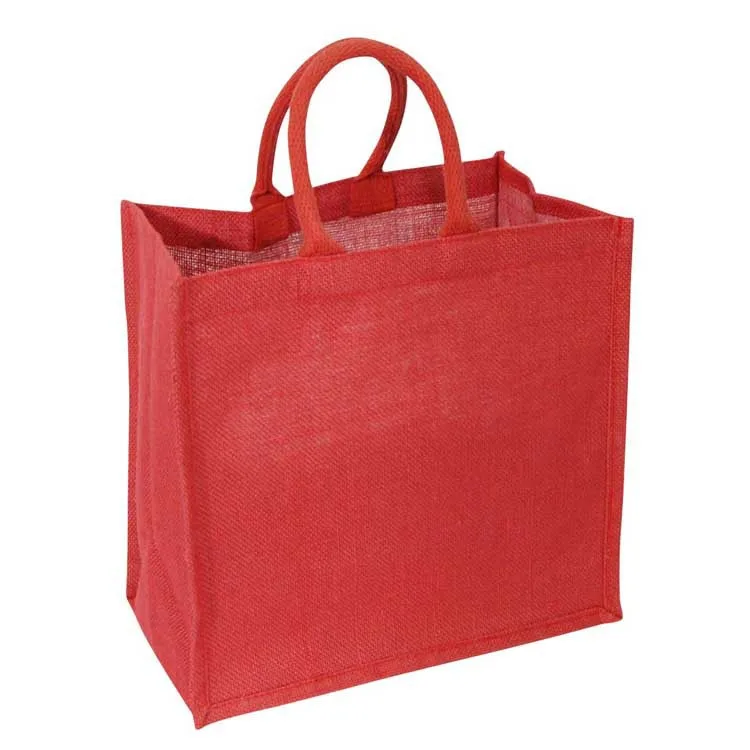 Personalized Custom Large Storage Jute Burlap gift Hand Canvas tote Shopping bag with bamboo handle