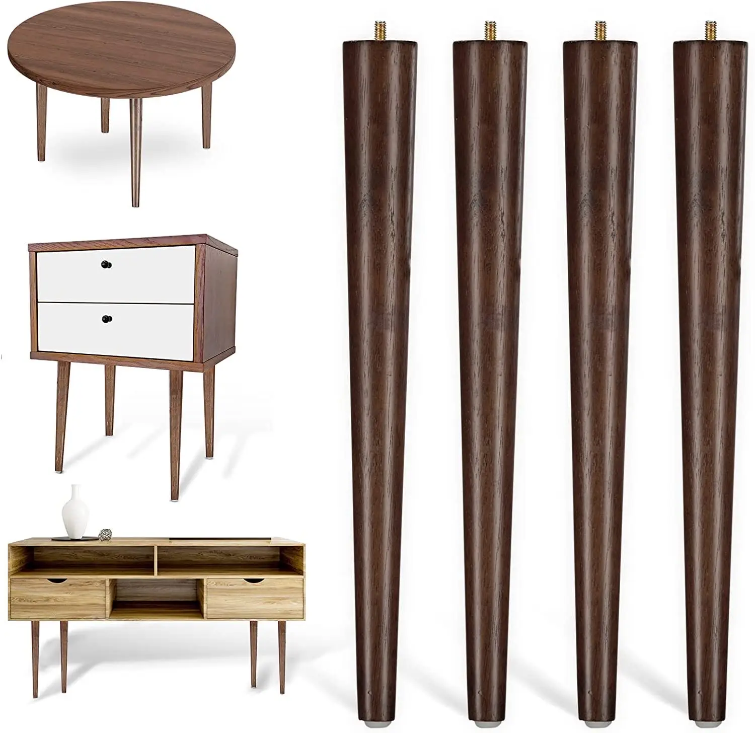 Modern Solid Wooden Furniture Legs Metal Accessories for  Tables Legs Sofas & Armchairs Bedroom Living Room Use Screws Included