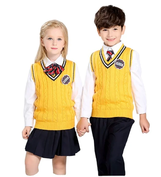 Wholesale Bulk School Uniform Knitted Vest Sweater Woolen School Sweater
