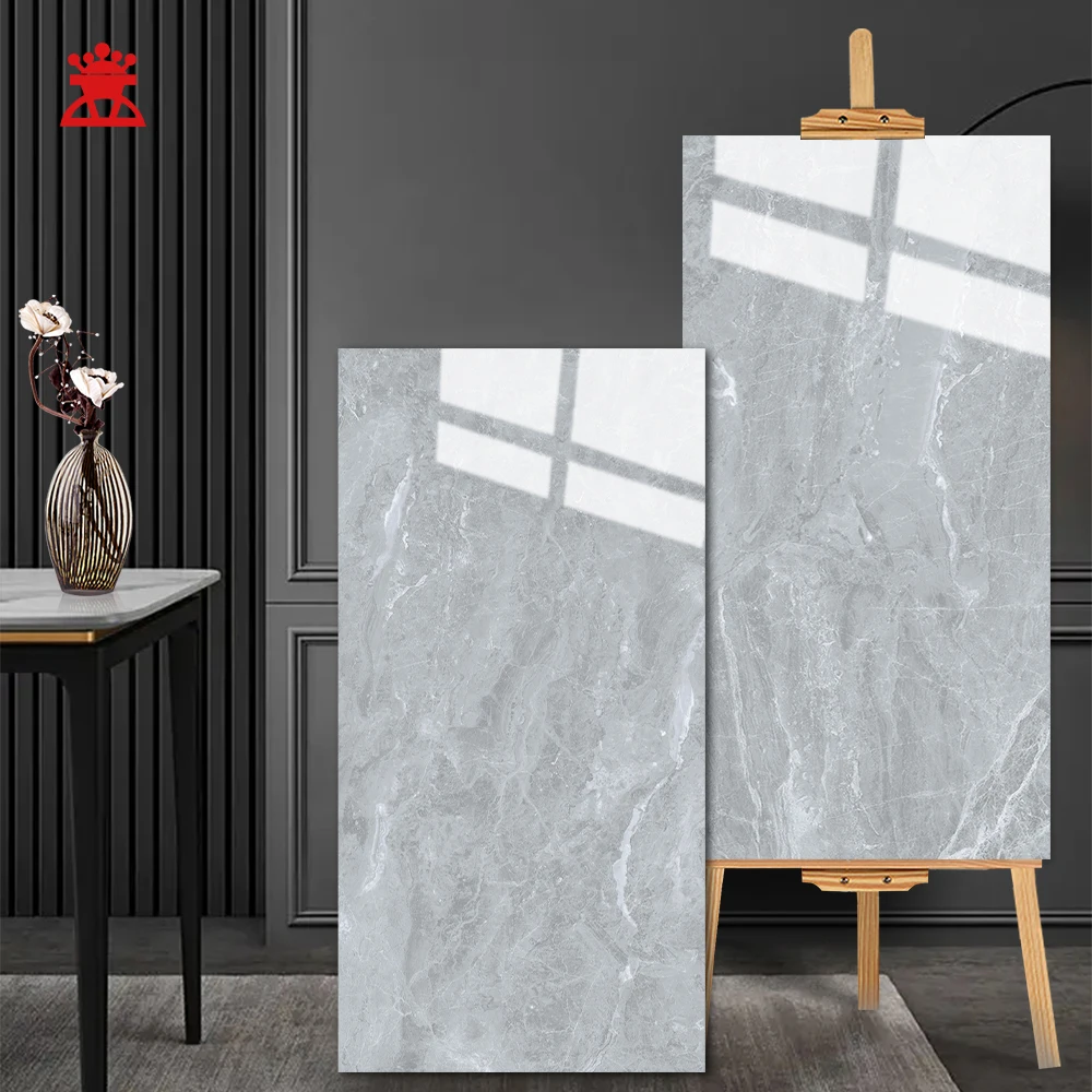 600x1200 Nordic Porcelain Floor Tiles Glossy Shiny Finish Glazed Ceramic Polished Marble Flooring Interior Modern Natural Stone
