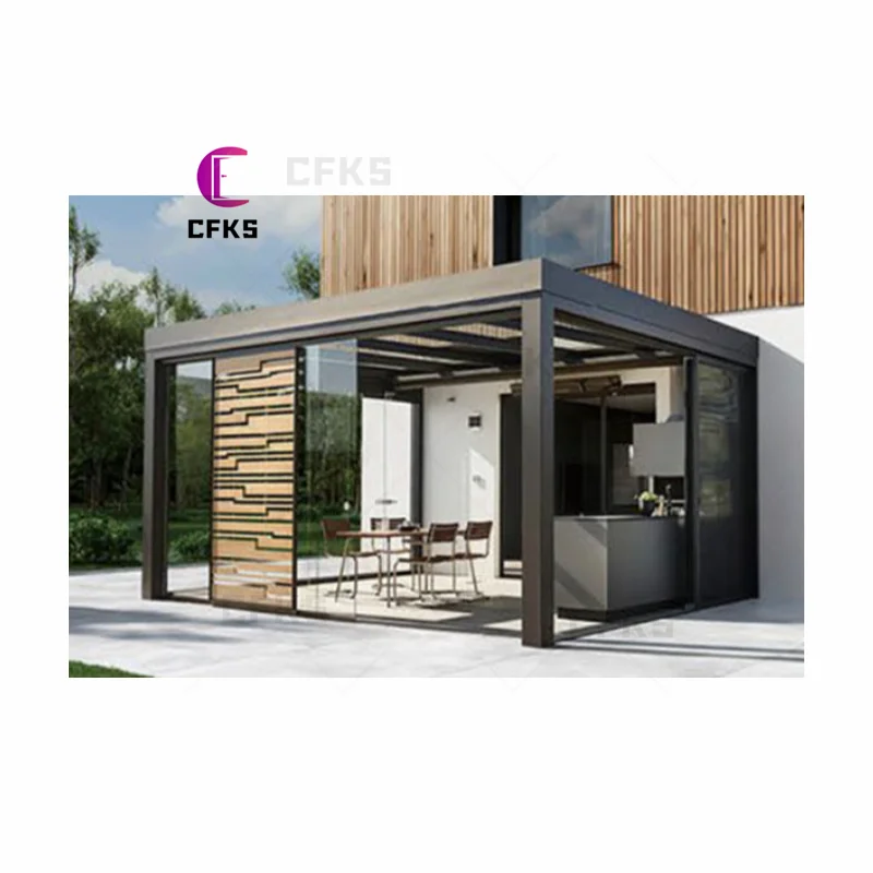 Slant Roof Winter Garden Supplier Prefabricated Pergola Greenhouse Aluminum Prefab Sunroom designs aluminium pergola systems
