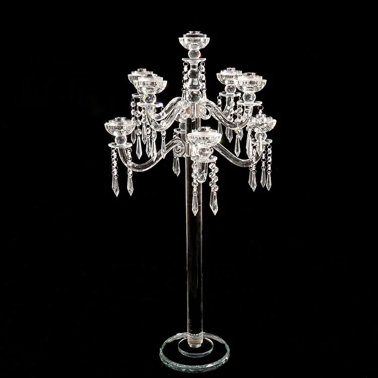 Mh-zt299  9 Arms Tall Candlestick Wedding Table Crystal Candelabra Wedding Centerpieces