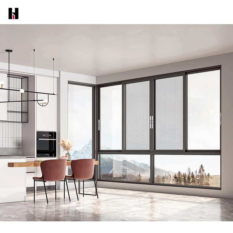Modern Design Professional Aluminum Doors & Windows System Solution Sliding Window with Noise Reduction Broken Bridge Provision