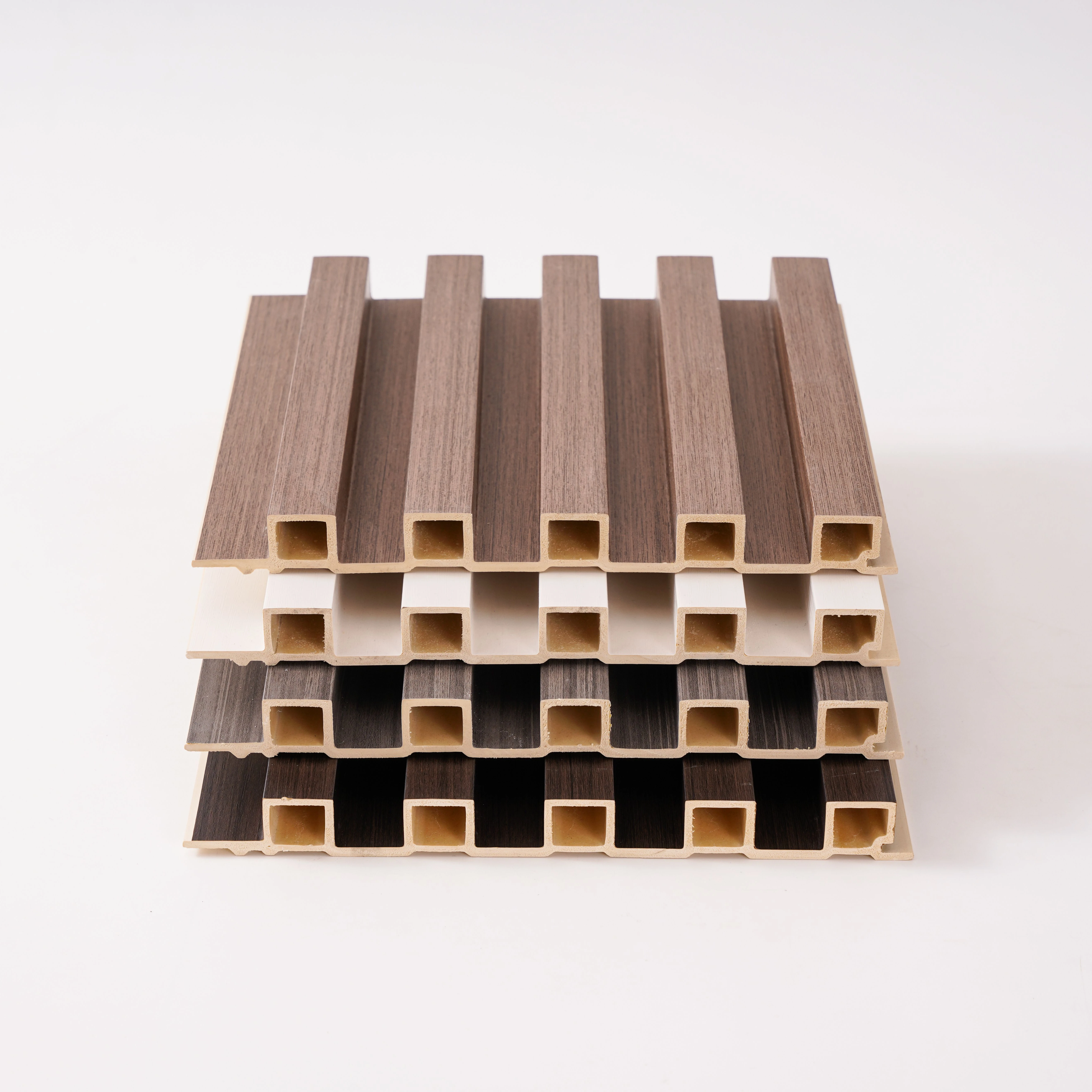 Wholesale Wood Alternative Panels WPC Fluted Wall Panel Indoor Cladding Wood Plastic  Composite Wall Wood Film Style