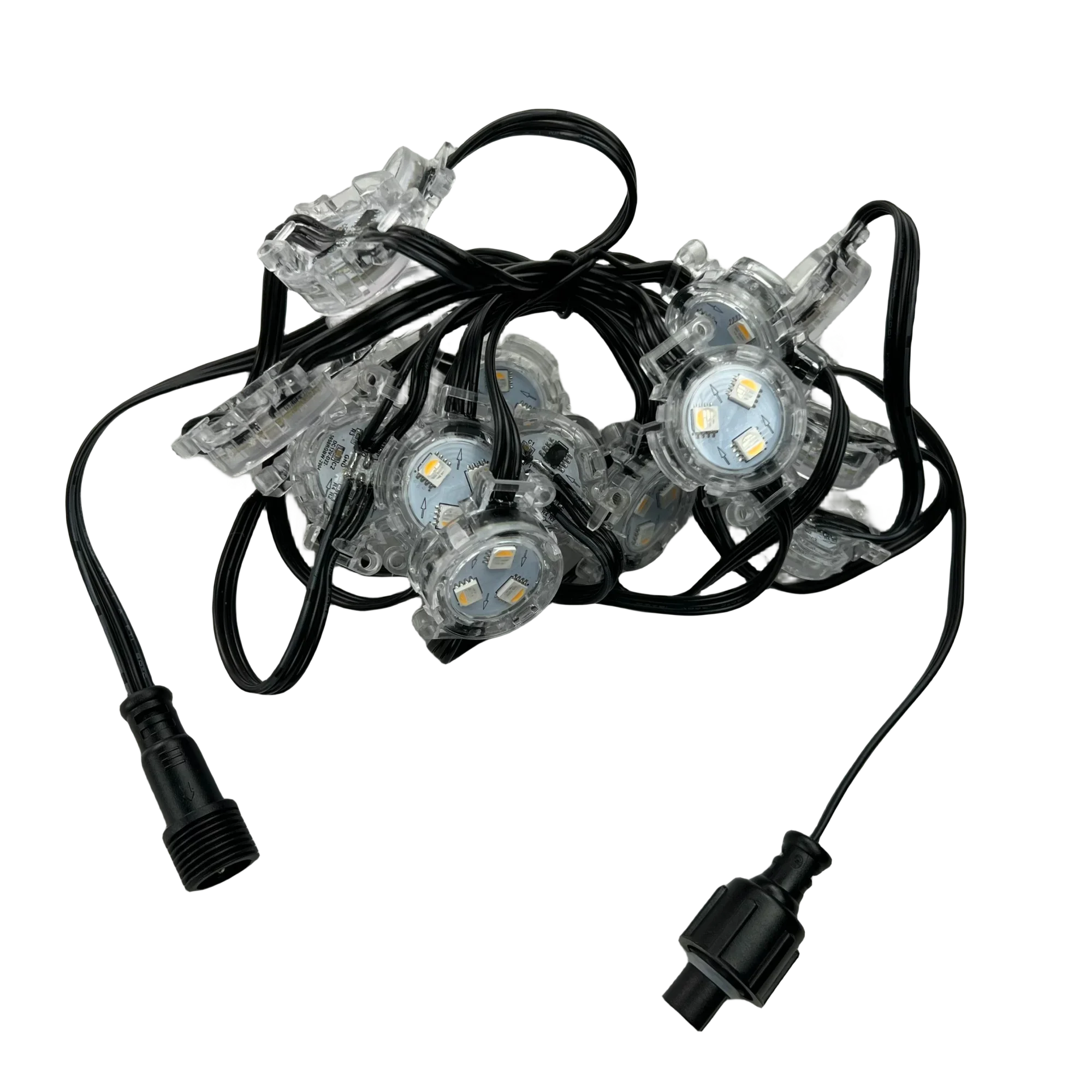 DC12V 30mm Open Hole IP68 Black Wire Flat Cover UCS2904 TM1814 IC RGBW Addressable LED Puck Pixel Light