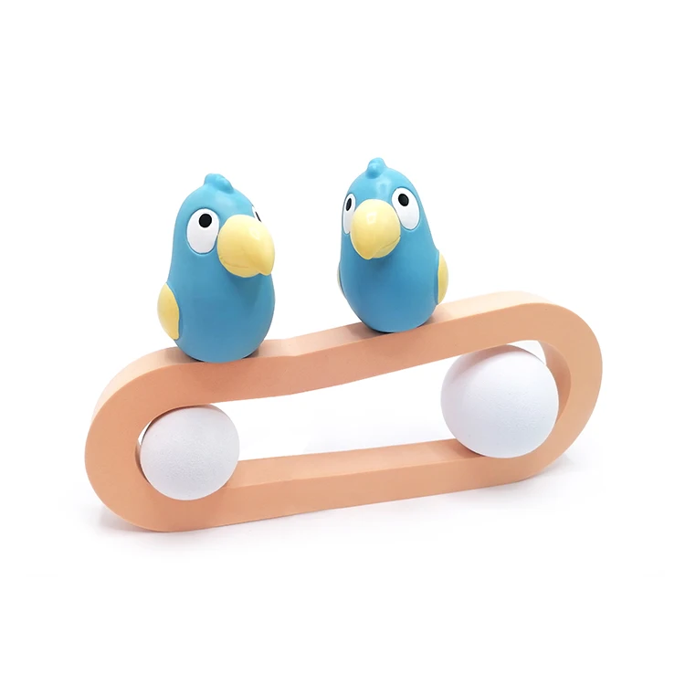 Pure Natural Hand-painted Blue Cure Bird Shape Chewing Rubber Baby Teether Toy