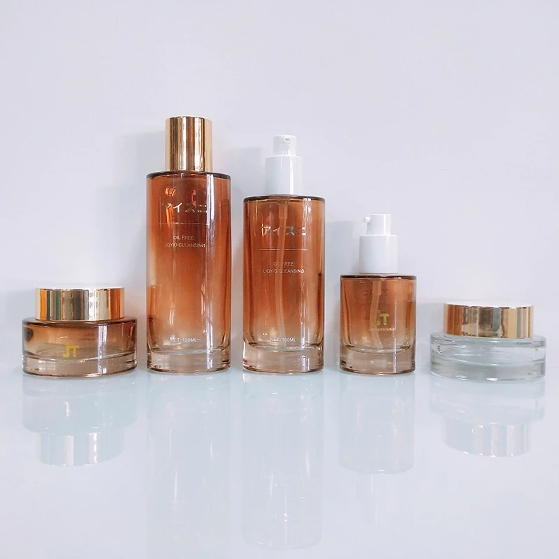 Luxury Empty Light Lotion Pump Cosmetic 1oz glass oil dropper Bottle Containers Skincare Packaging Glass Cream Jar