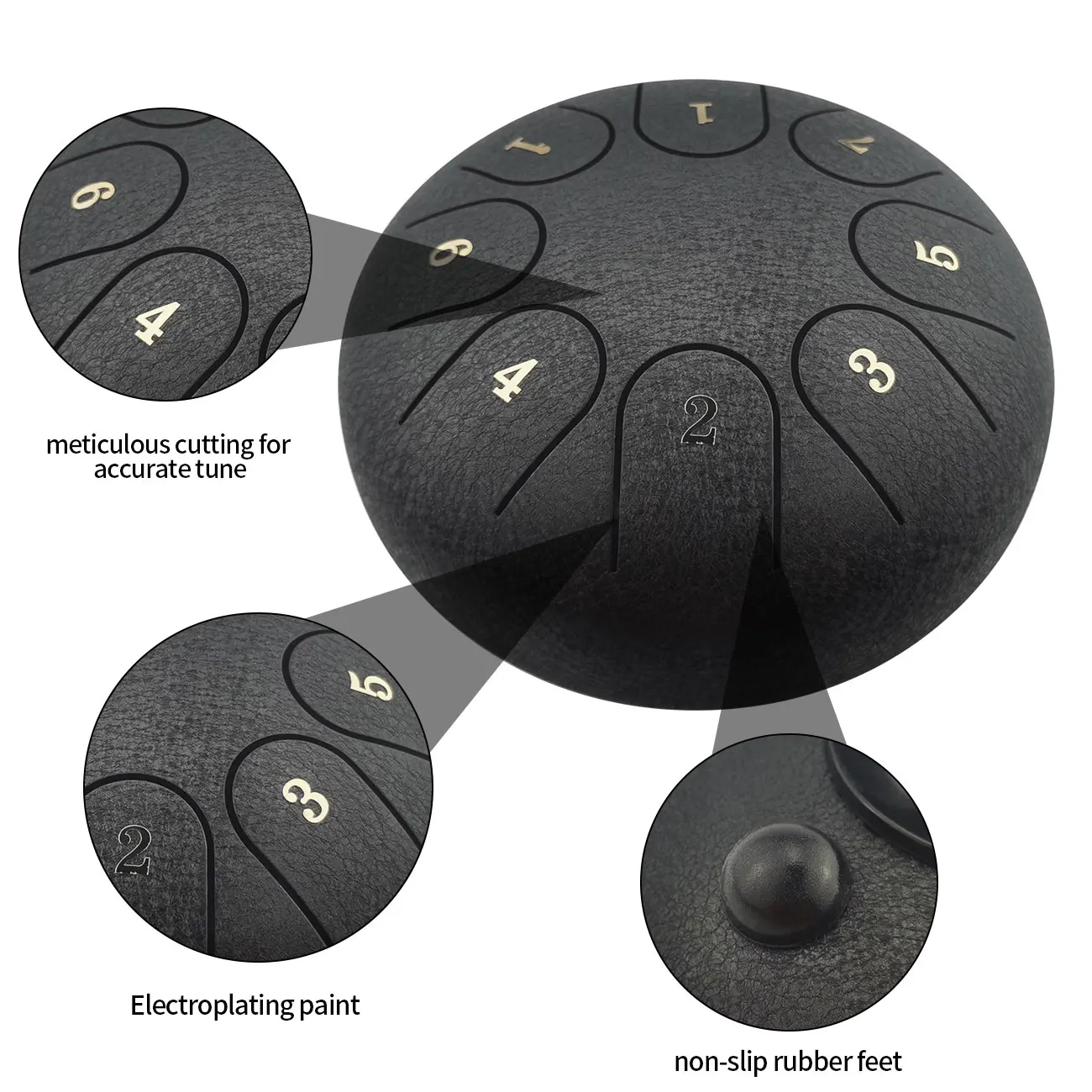 ASTEMAN стальной барабан для языка серия из углеродистой стали матовый черный 6 дюймов 8 тонов Лотос стальной барабан для языка