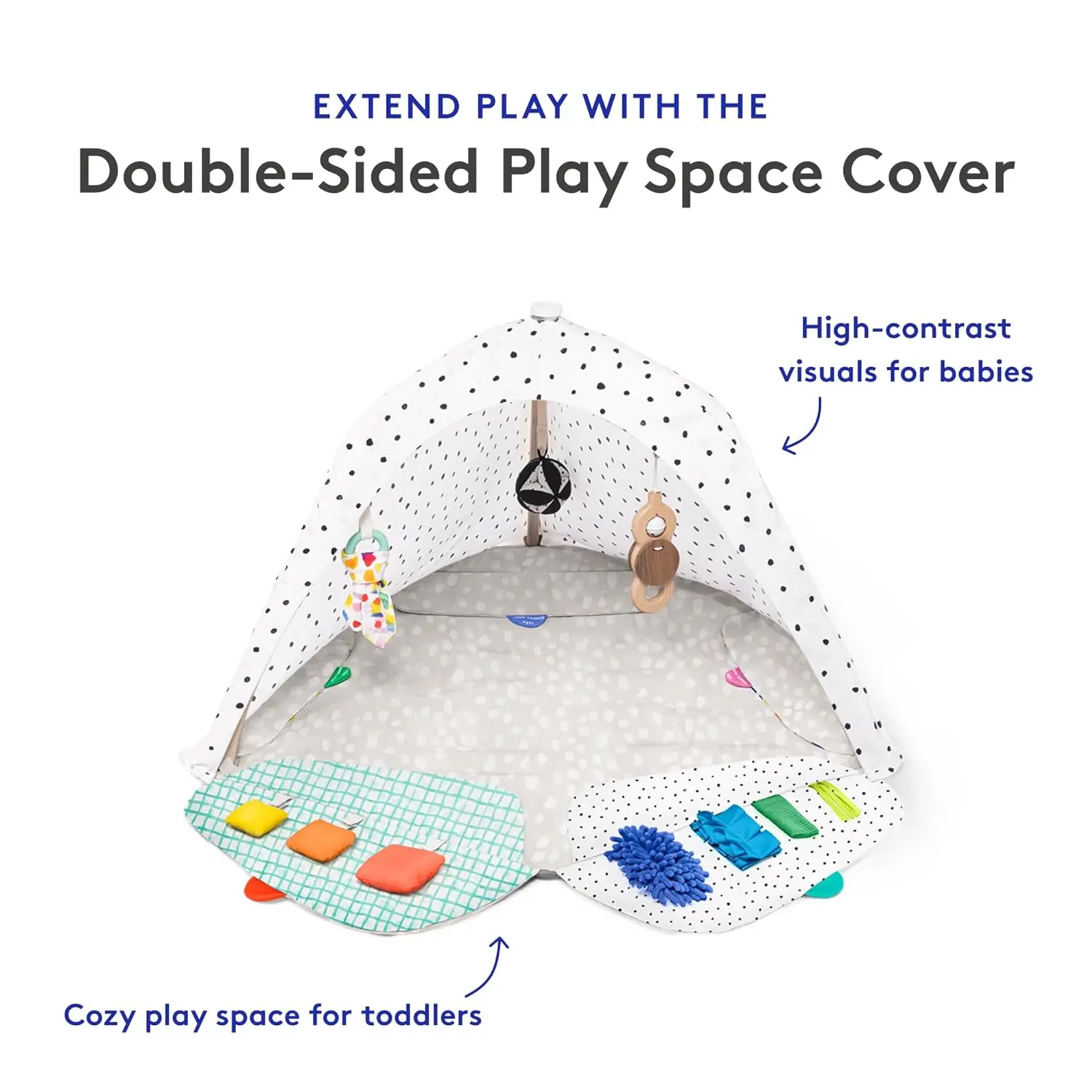 Multifunctional easy to assemble 5 in 1 thick plush baby play gym floor baby play activity awakening mat  hanging toys