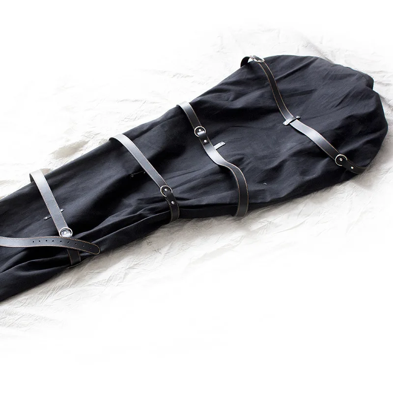 SM Canvas Shroud Bag Leather Bondage Strap Body Harness Full Body Bondage Alternative Bondage Headless Costumes Couple Bad Taste