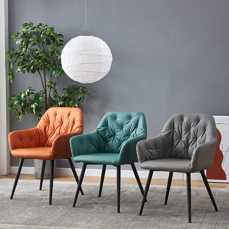 Nordic luxury kitchen sillas Upholstery soft Fabric restaurant home high back modern grey velvet dining chair