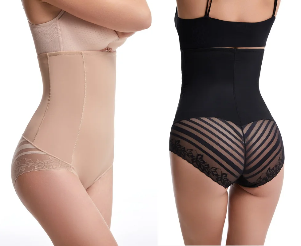 High Waist Briefs Shapewear for Women Tummy Control Panties Fajas Girdle Body Shaper Waist Slim Hi-waisted Lace Standard Adults