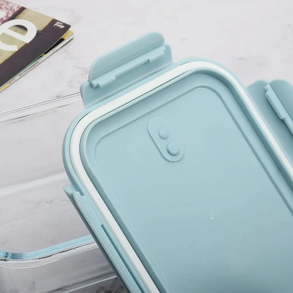 Modern Style Fresh Blue Lid Salad Container Dry Food Storage Box