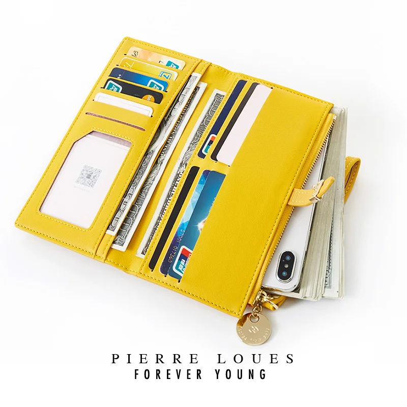 
Pierre Loues Two Folding Long Strap Card Holder Pocket Wallet For Ladies 