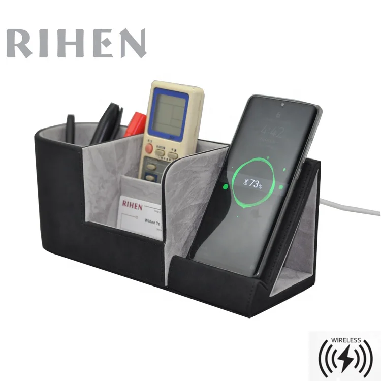 
PU Leather desktop organizer wireless charger 