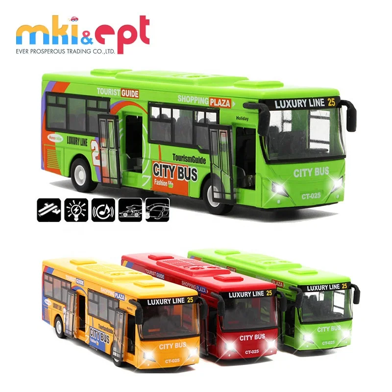EPT 6Pcs Alloy City Light Sound Pull Back Toy Small Model Scale Buses School Gifts Cars Trucks Kid Alloyed Boy Diecast Toy Buses