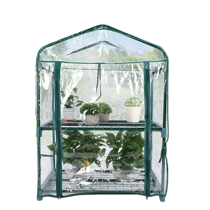 2-Layer PVC Transparent Cover Garden Accessories Waterproof Indoor Outdoor Portable Small Framed Household Greenhouse Tent