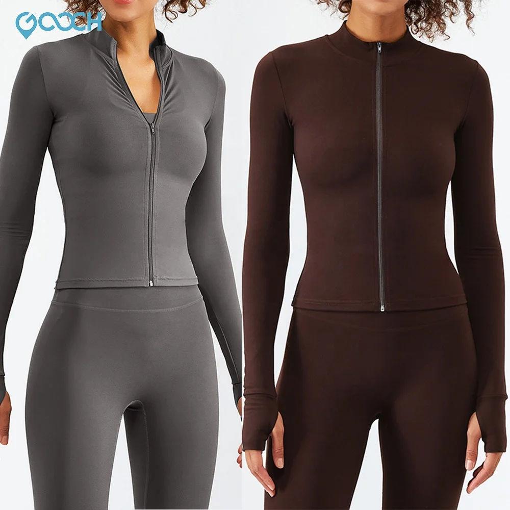 Gym Clothes Women Plus Size Activewear Full Zip Running Sports jacket Seamless nude Yoga set Leggings And Long Sleeve Jackets