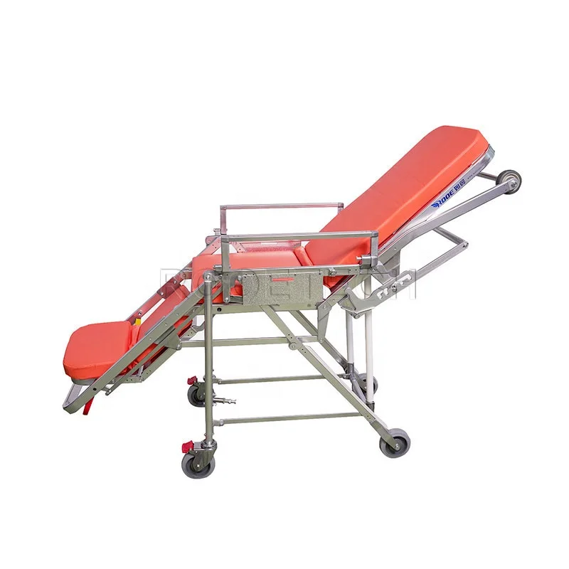 25-85CM Height Adjustable Manual Foldable Wheeled Chair-style Ambulance Stretcher Chair