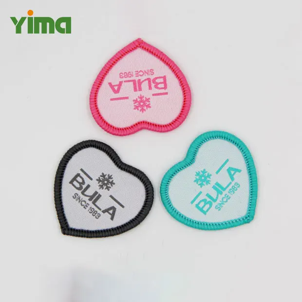 Customized various shapes and sizes eco-friendly material sewable self-adhesive iron on woven patch for summer short-sleeve