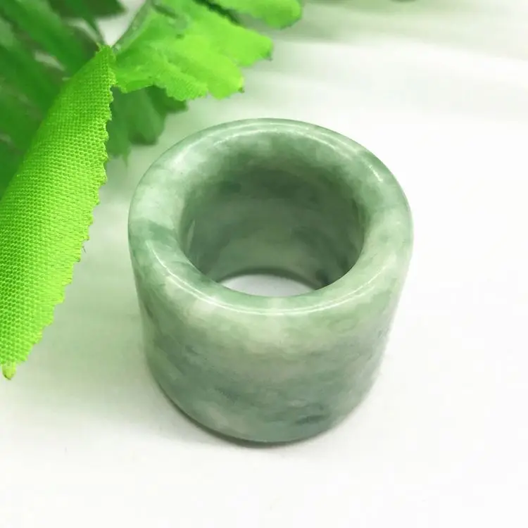 Jade finger wholesale floating flower green  jade ring ring Lantian jade finger big ring to send gifts