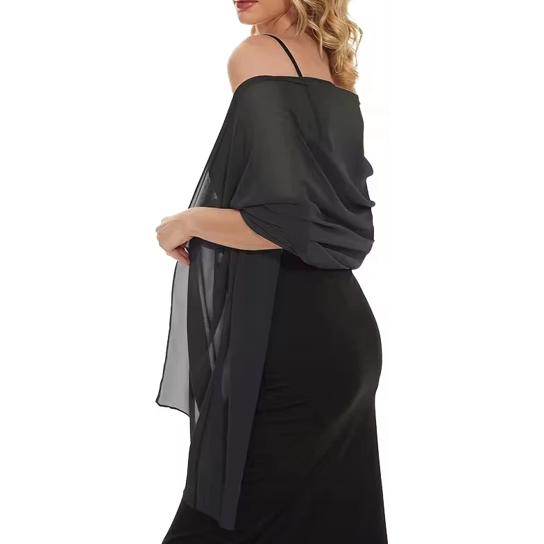 Factory Direct 2024 New Stock Solid Color polyester satin chiffon Shawl Wrap Long Thin satin shawl scarf for women