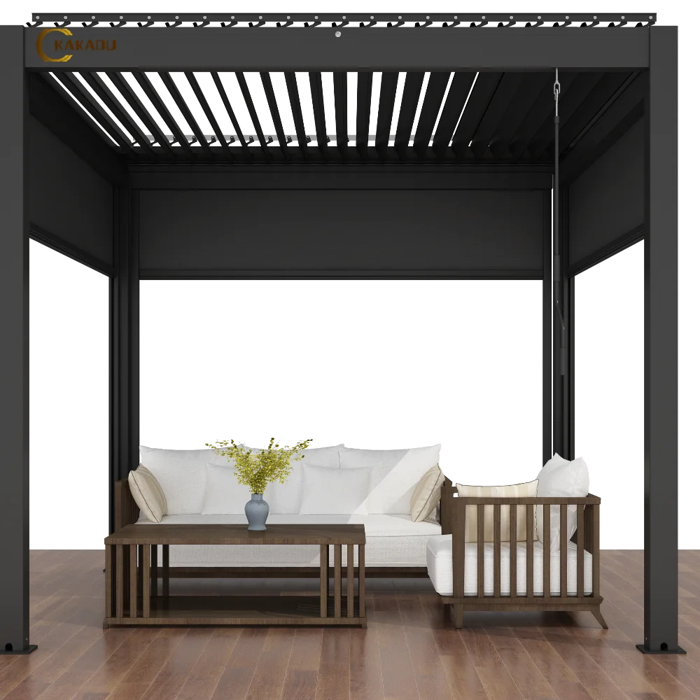 KAKADU 694-140 Outdoor Aluminum Pavilion with Louver Roof Beautiful Exterior Pergolas and Gazebos for Outdoor Use